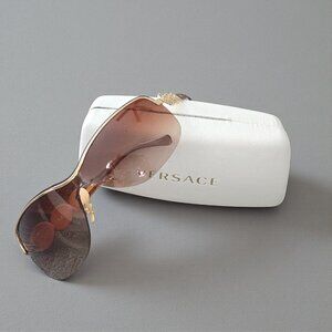 Versace Brown Gold Tone Sunglasses Unisex Luxury Designer Shades